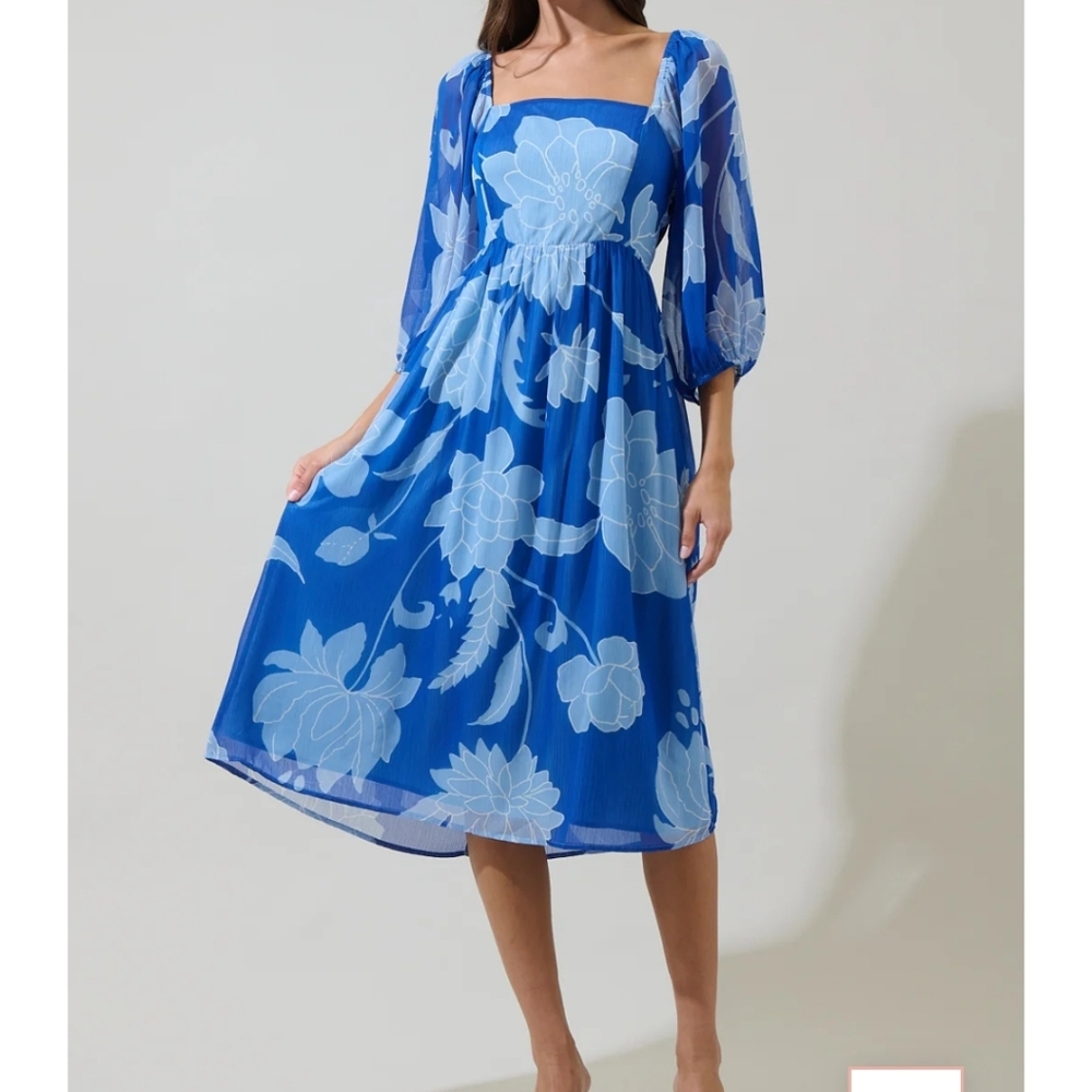 Blue Floral Women's Dress